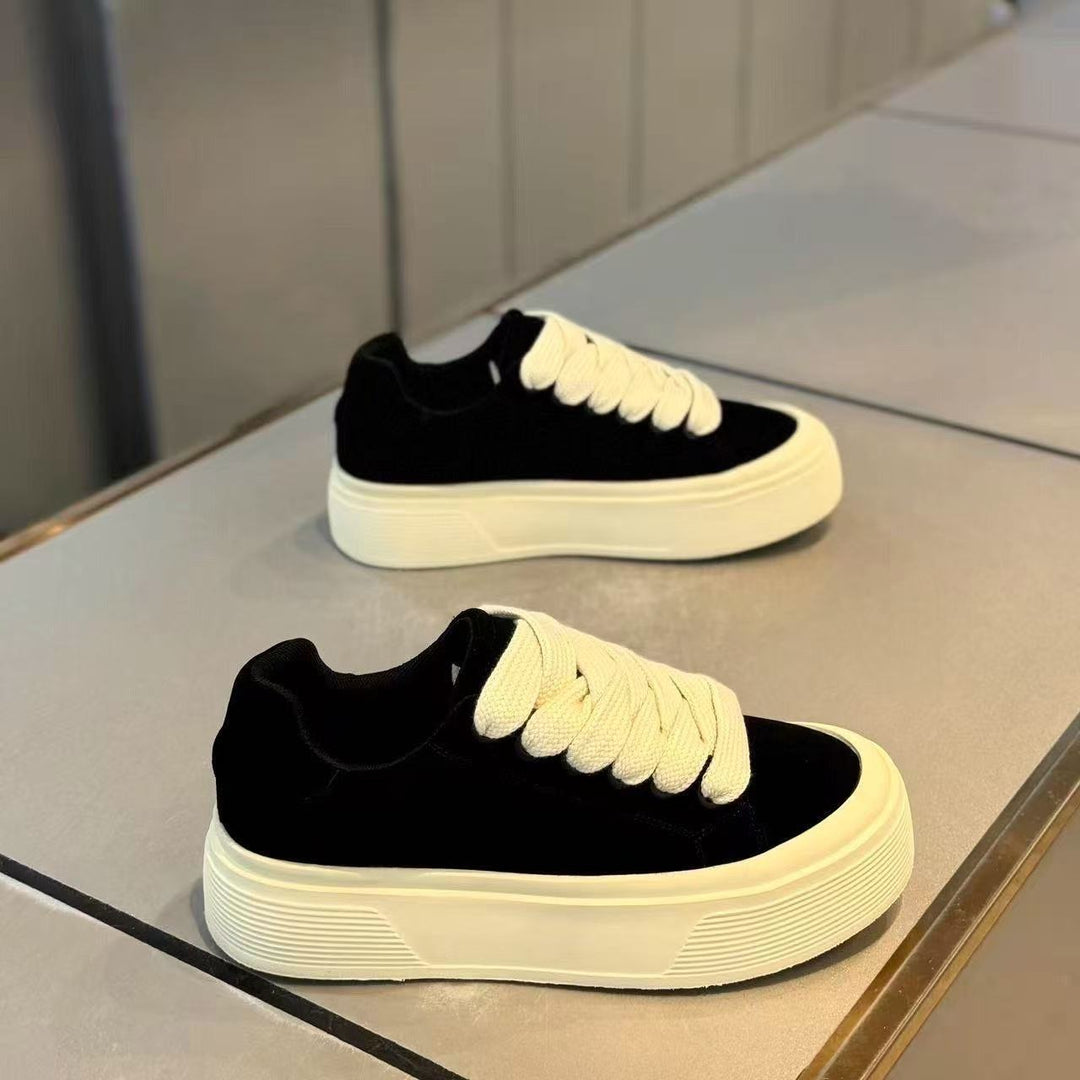 Damen Sneakers mit hoher Plattform und breiter Schnürung EB