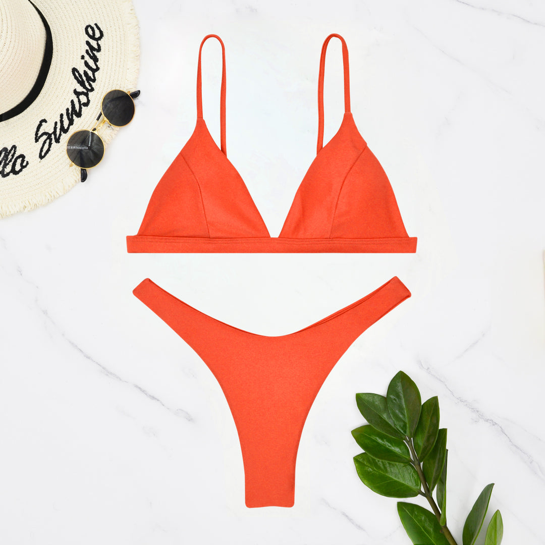 Damen Triangel-Bikini mit verstellbaren Trägern und minimalistischem Design EB