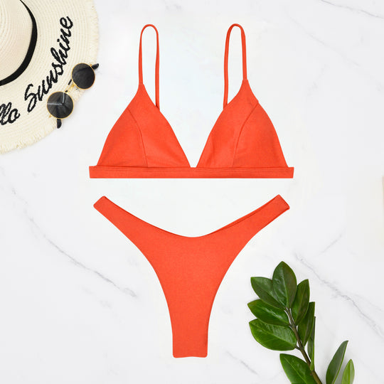 Damen Triangel-Bikini mit verstellbaren Trägern und minimalistischem Design EB