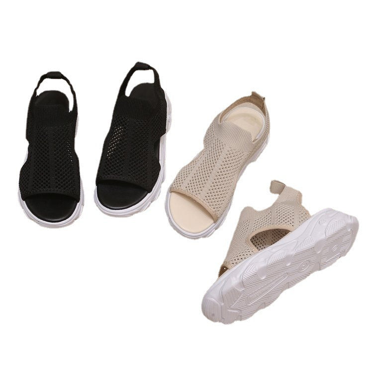 Damen Atmungsaktive Sport-Sandalen mit flexiblem Strickdesign und rutschfester Sohle EB