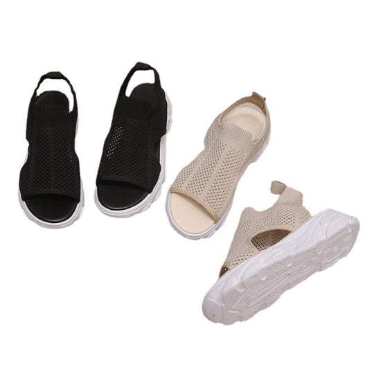 Damen Atmungsaktive Sport-Sandalen mit flexiblem Strickdesign und rutschfester Sohle EB