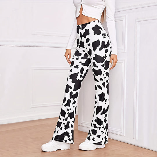 Damen Flared-Leggings mit tierischem Muster EB