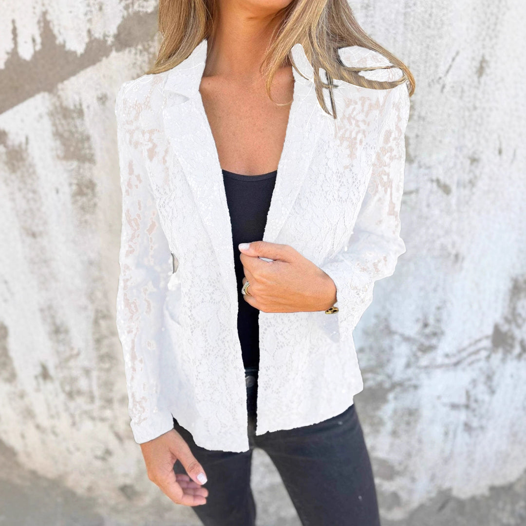 Damen Spitzenjacke mit lässigem Schnitt und eleganten Details R&B