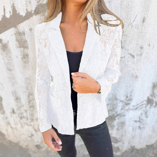 Damen Spitzenjacke mit lässigem Schnitt und eleganten Details R&B
