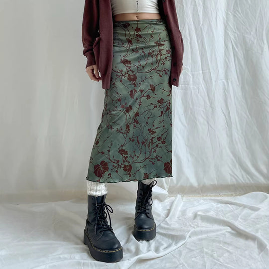 Damen Maxirock mit floralem Druck und elegantem Schnitt EB