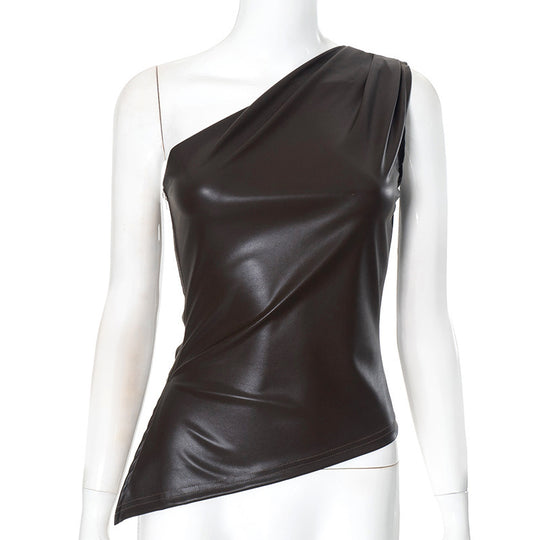 Damen asymmetrisches Top mit innovativem Drapierungsdesign EB