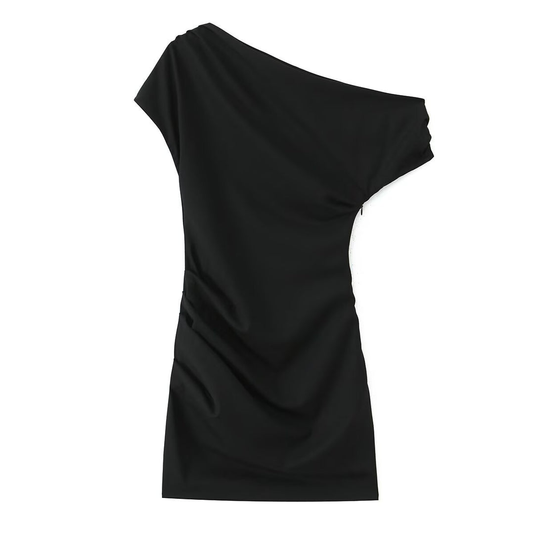 Damen asymmetrisches Cocktailkleid mit drapiertem Design EB