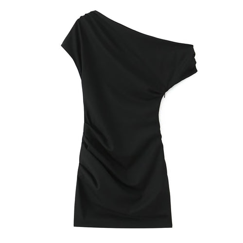 Damen asymmetrisches Cocktailkleid mit drapiertem Design EB