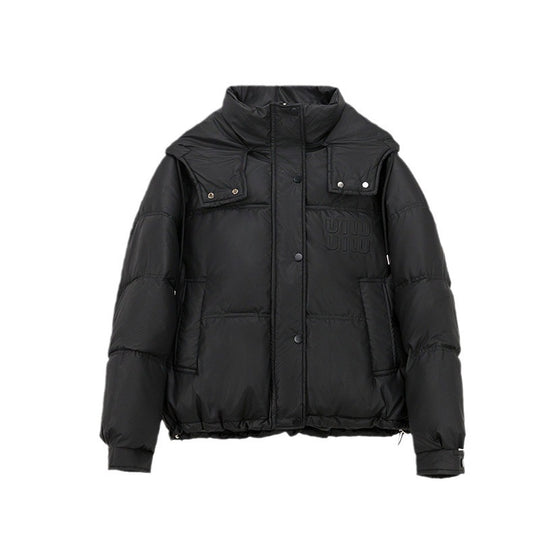 Damen gesteppte Winterjacke mit Kapuze und praktischen Taschen EB