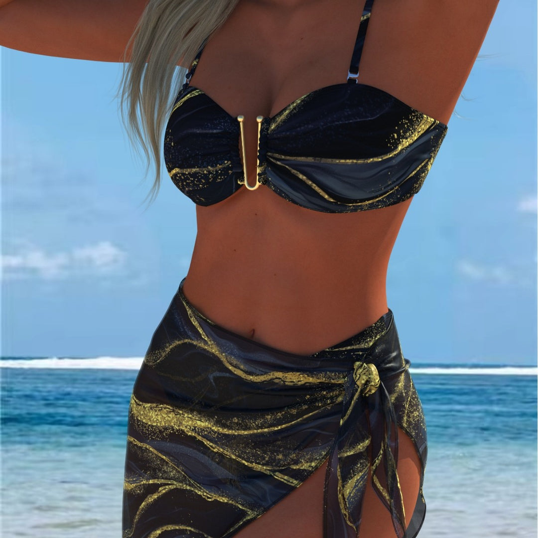 Damen Bikini-Set mit elegantem Balconette-Oberteil und modischem Wickelrock EB