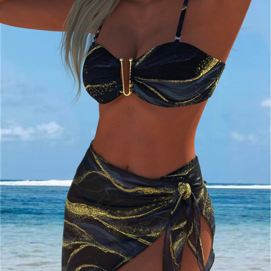 Damen Bikini-Set mit elegantem Balconette-Oberteil und modischem Wickelrock EB