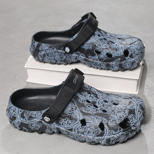 Damen Komfortable Clogs mit verstellbarem Riemen und floralem Design EB