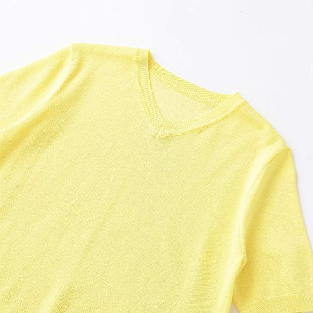 Damen Kurzarm-V-Ausschnitt Pullover EB