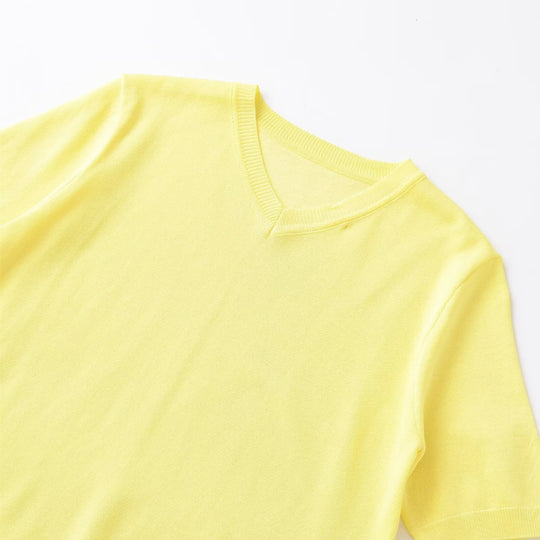 Damen Kurzarm-V-Ausschnitt Pullover EB