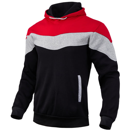 Herren nan Colorblock-Kapuzenpullover mit hohem Schalkragen, verdeckten Eingrifftaschen und gerippten Bündchen EB