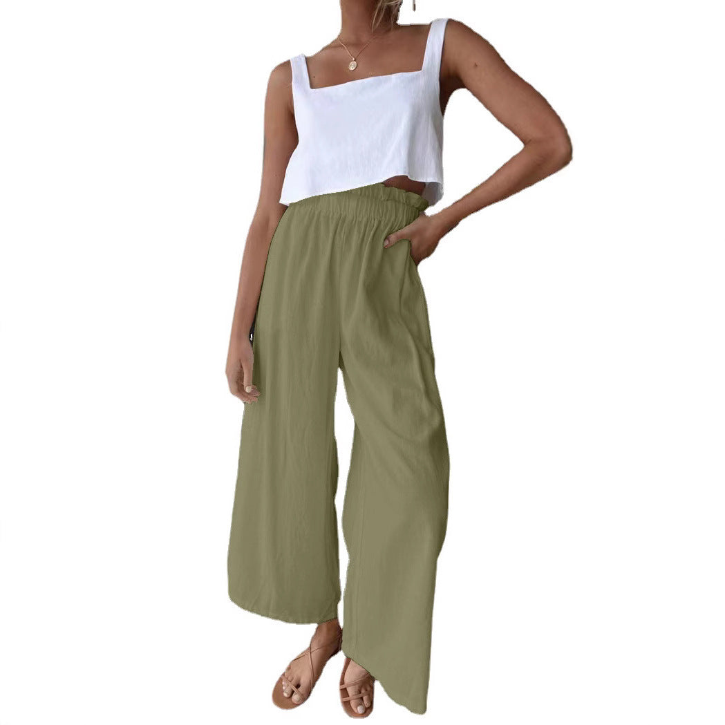 Damen Weite Palazzo-Hose mit elastischem Bund und fließendem Schnitt EB