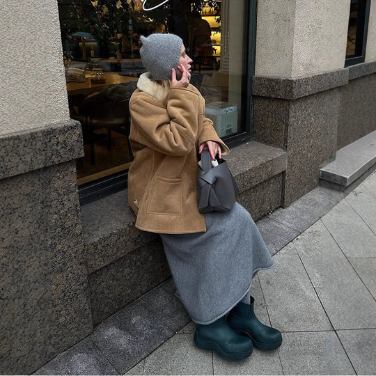 Damen Oversized Kunstfelljacke im lässigen Schnitt EB