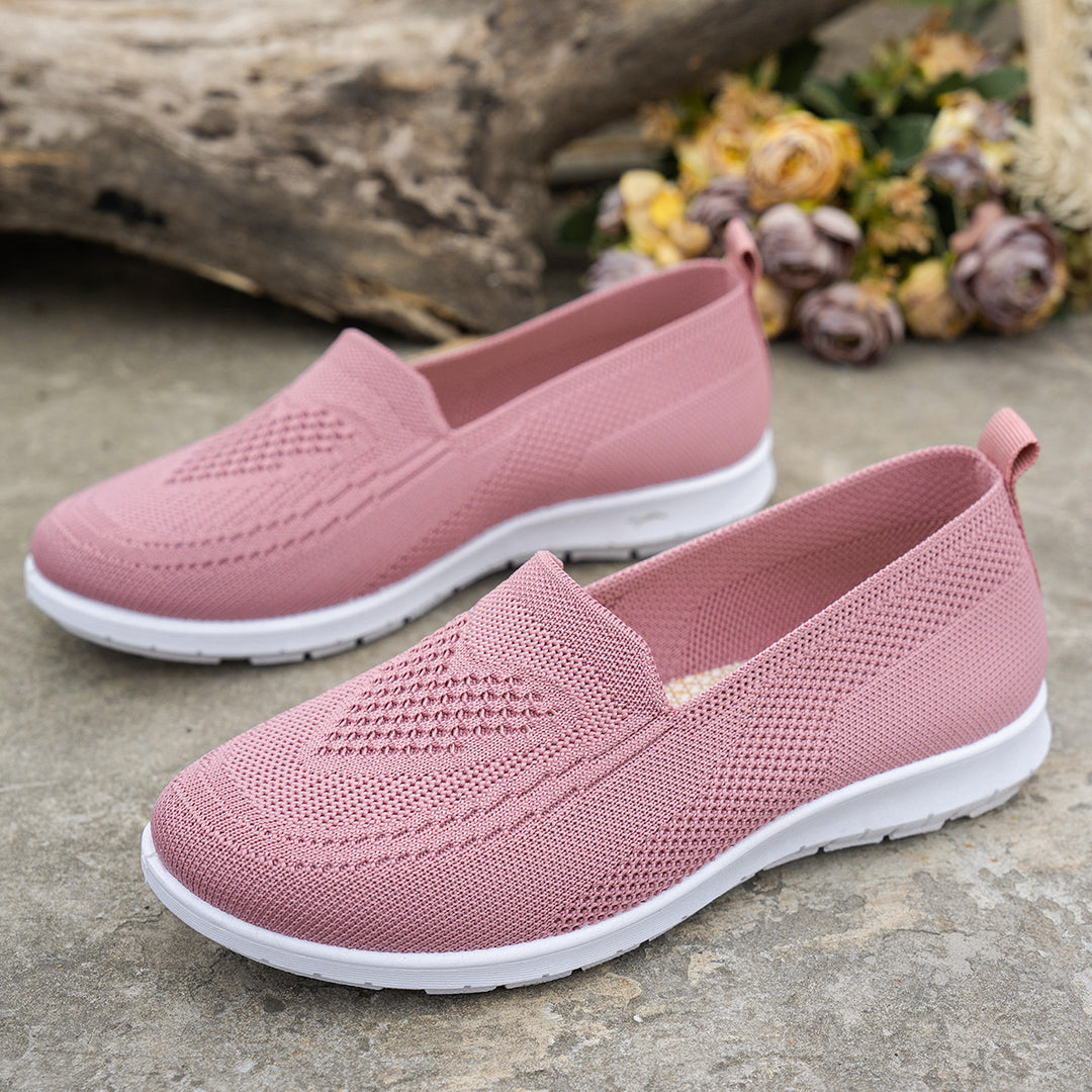 Damen Atmungsaktive Slip-On Freizeitschuhe mit komfortablem Absatz EB
