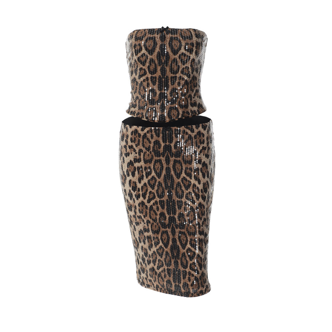 Damen Abendkleid mit trendigem Tiermotiv und Funkeleffekten EB