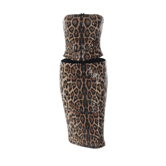 Damen Abendkleid mit trendigem Tiermotiv und Funkeleffekten EB