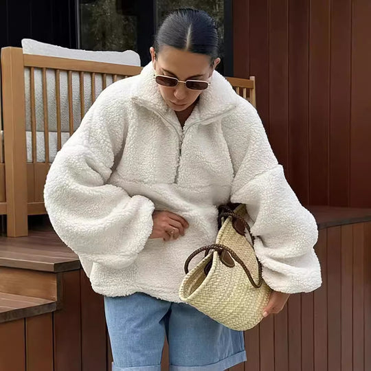 Damen Fleece-Pullover mit hohem Kragen EB