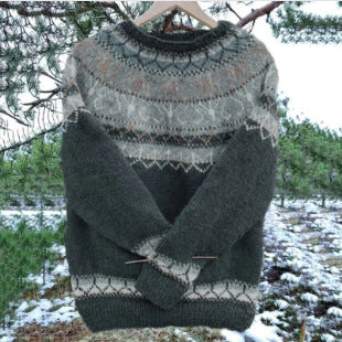 Damen nan Norwegerpullover aus Wollmix mit Rundhalsausschnitt und traditionellem Fair-Isle-Yoke EB