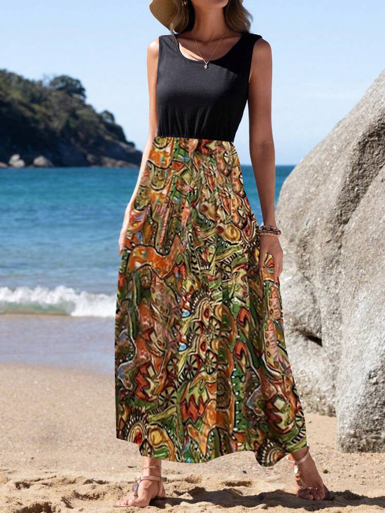 Damen Maxikleid mit floralem Muster und elegantem Schnitt EB