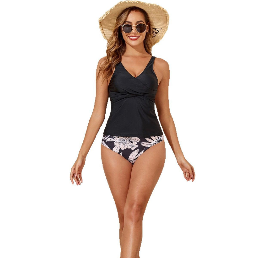 Damen Tankini mit floralem Hüftbereich und V-Ausschnitt EB