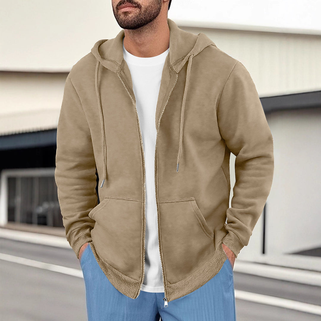 Herren lässige Kapuzenjacke mit atmungsaktivem Sweatstoff und praktischen Taschen EB