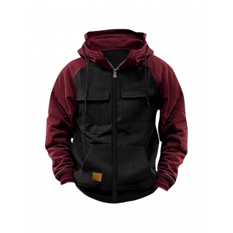 Herren Kapuzenjacke mit Cargo-Taschen und durchgehendem Reißverschluss EB