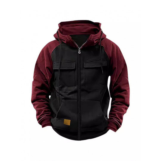 Herren Kapuzenjacke mit Cargo-Taschen und durchgehendem Reißverschluss EB