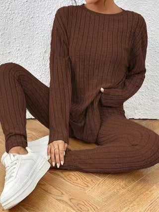 Damen Loungewear-Set mit geripptem Design und weitem Schnitt EB