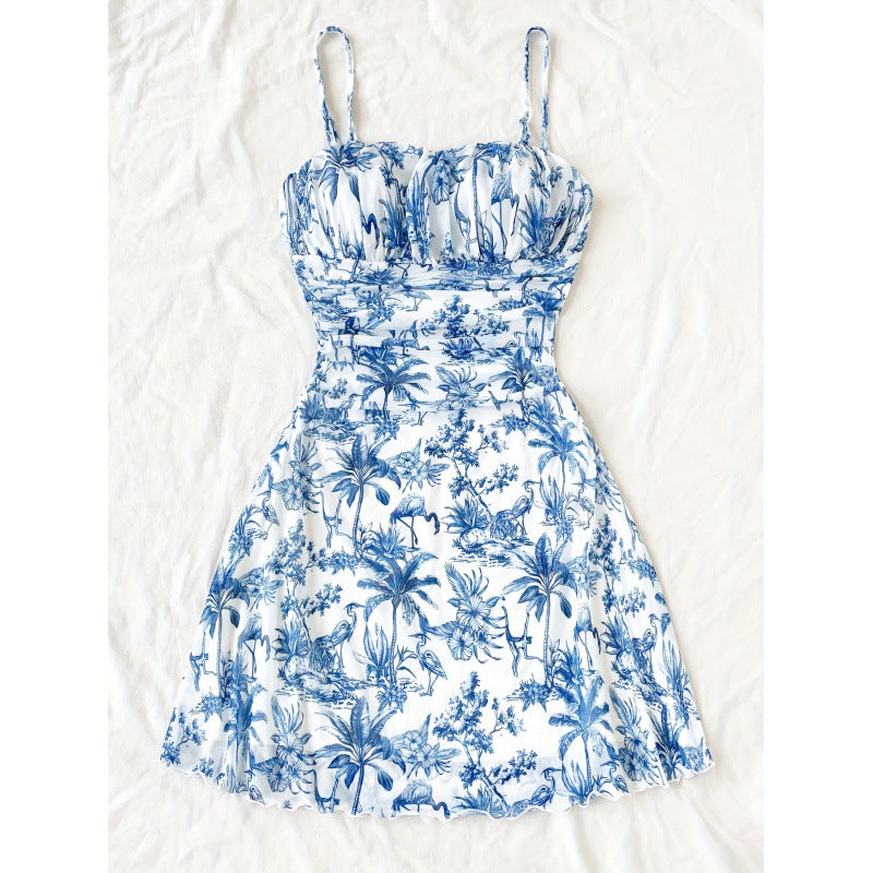 Damen Sommerliches Minikleid mit floralem Muster und Trägerdetails EB