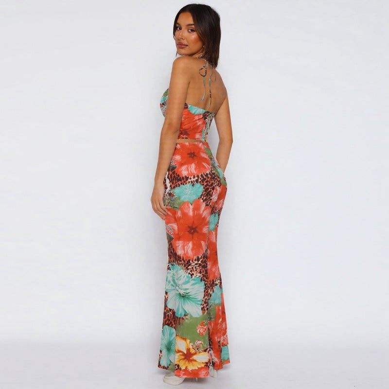 Damen Maxikleid mit aufregendem Blumen- und Tiermotiv EB