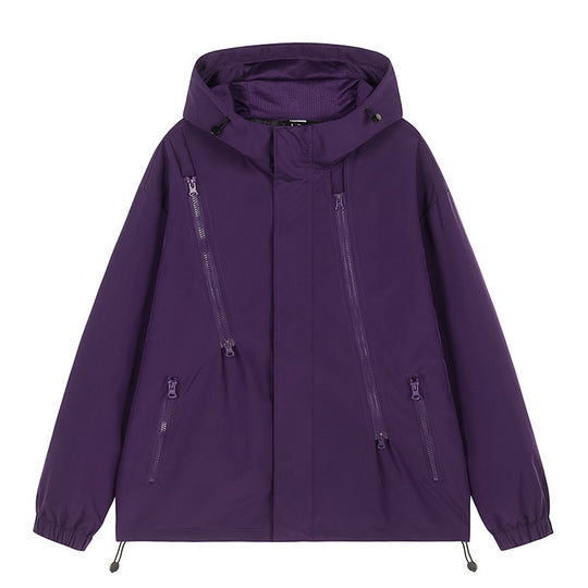 Herren nan technische Kapuzenjacke mit wasserabweisendem Softshell, schrägen Reißverschlusstaschen und verstellbarem Saum EB