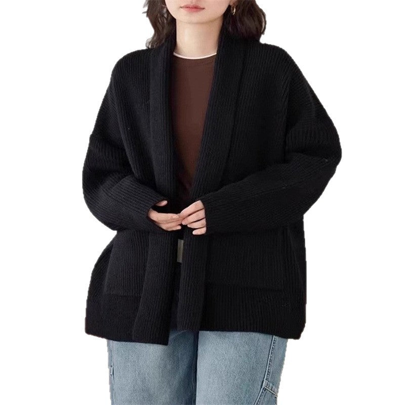 Damen Weicher Strickcardigan mit Rundhalsausschnitt und lässigem Schnitt EB