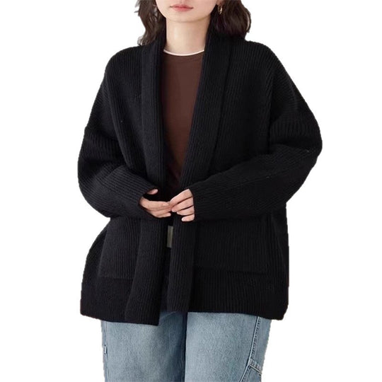 Damen Weicher Strickcardigan mit Rundhalsausschnitt und lässigem Schnitt EB
