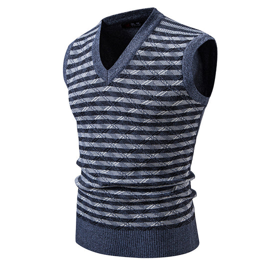 Herren ärmellose Strickjacke mit modernem Zopfmuster EB