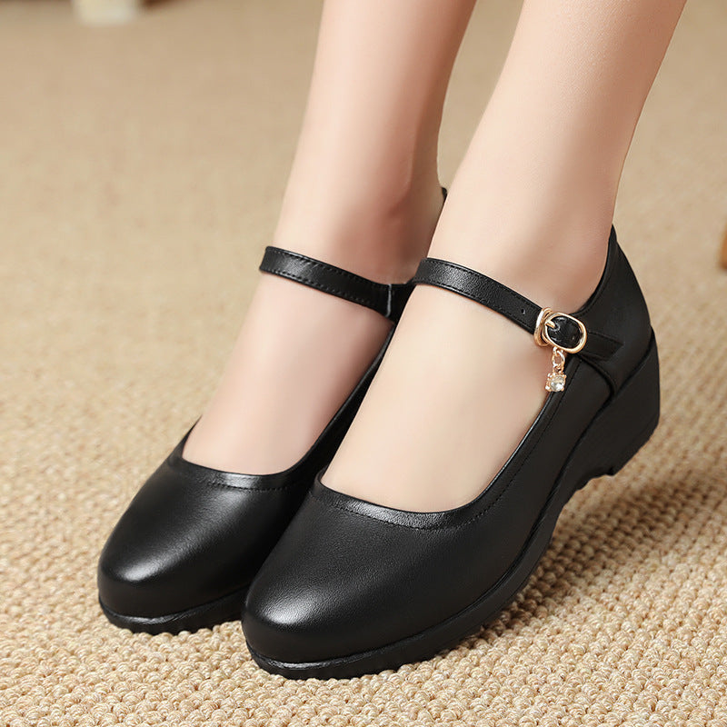 Damen Mary Jane Schuhe mit bequemem Blockabsatz und verstellbarem Riemen EB