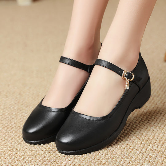 Damen Mary Jane Schuhe mit bequemem Blockabsatz und verstellbarem Riemen EB