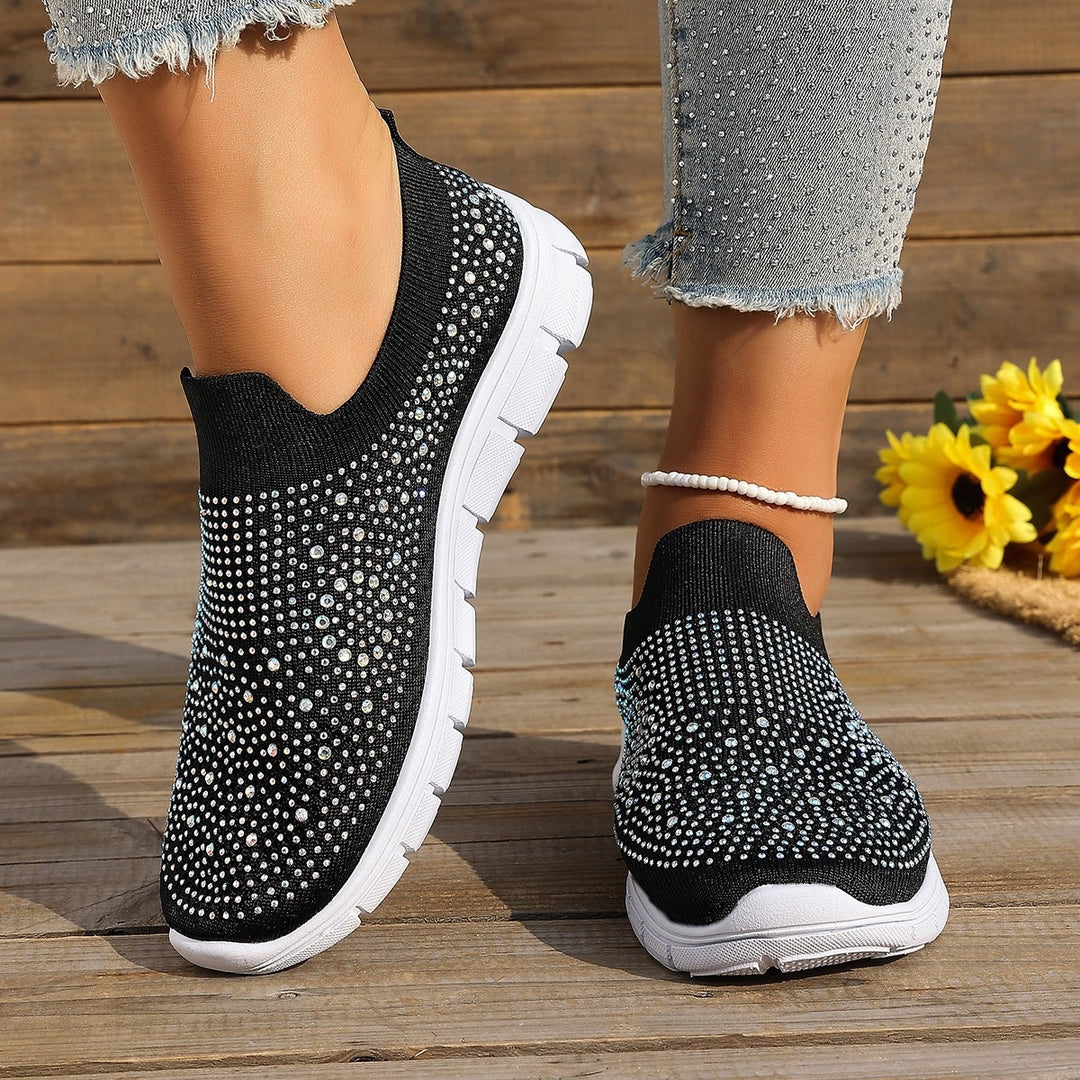 Damen Slip-On Sneakers mit funkelnden Strass-Applikationen EB