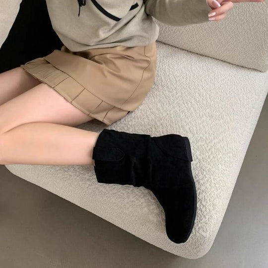 Damen Elegante Stiefel mit weichem Veloursleder und rutschfester Sohle EB