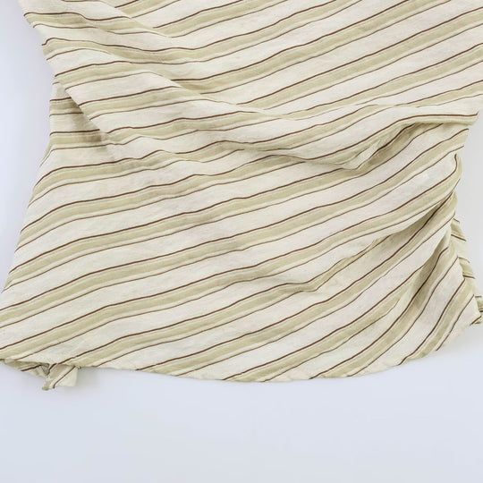 Damen asymmetrisches Oberteil mit eleganter Bindegurtdetail und feinen Streifen EB