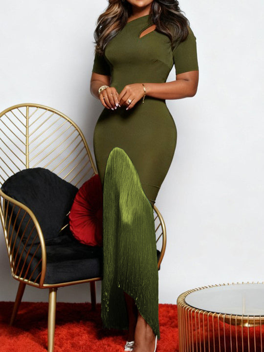 Damen Maxikleid mit asymmetrischem Saum und elegantem Cut-Out Design EB