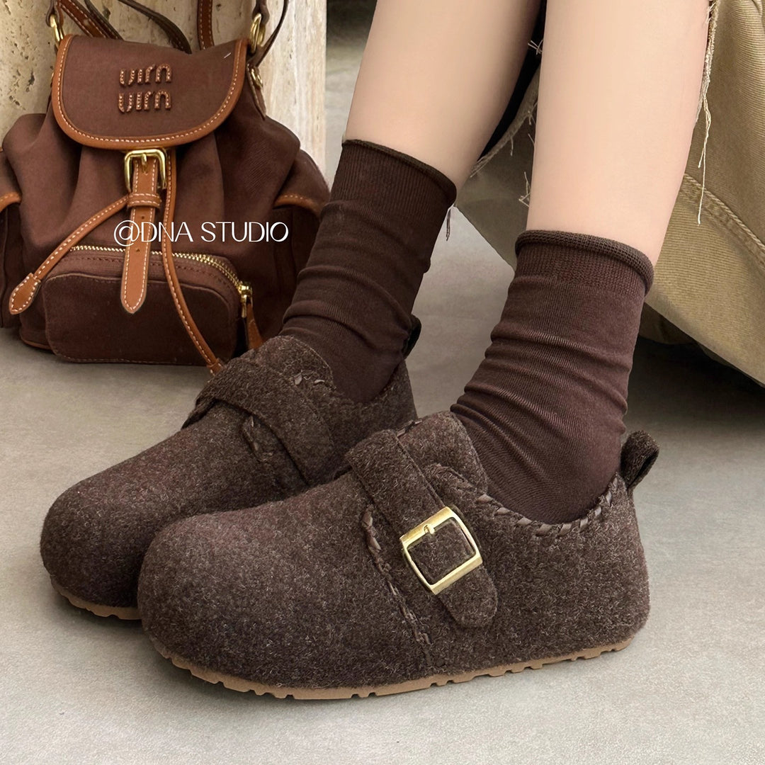 Damen Filzclogs mit dekorativem Schnallenverschluss EB
