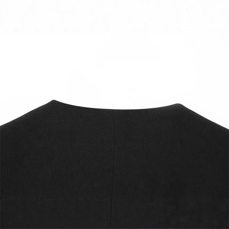 Damen Wickelblazer mit eleganter Satin-Schleife und modernen Taschen EB
