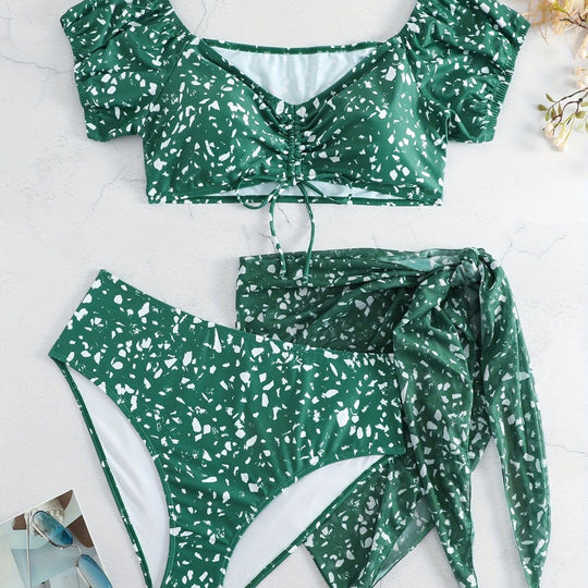Damen Crop-Bikini Oberteil mit Rüschendetails und passendem Unterteil EB