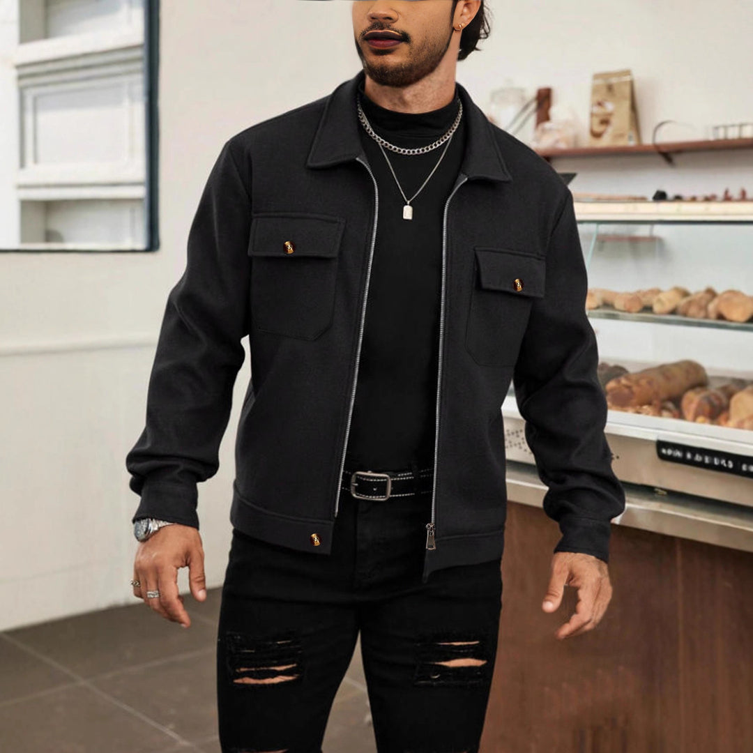 Herren nan CPO-inspiriertes Overshirt-Jacke mit aufgesetzten Brusttaschen und Reißverschluss EB