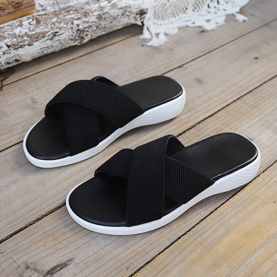 Damen Komfortable Clogs mit überkreuzten Riemen und rutschfester Sohle EB