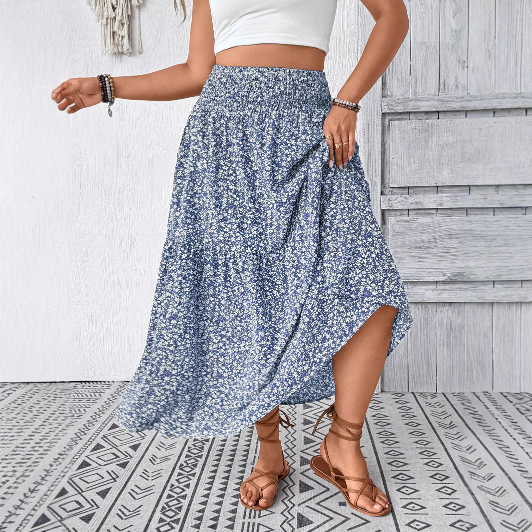 Damen Maxirock mit fließendem Schnitt und floralem Design EB